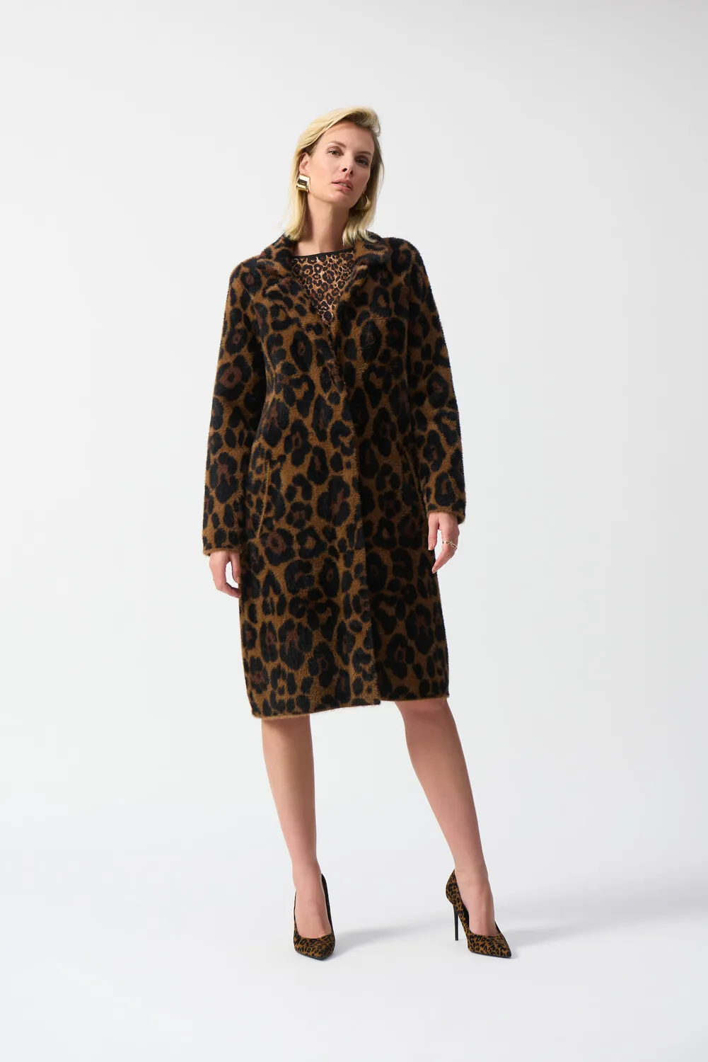 Leopard Print Faux Fur Coat Style 244956