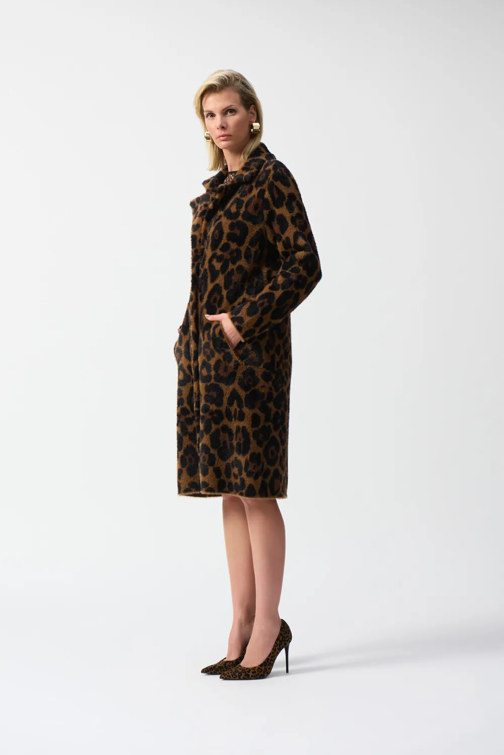 Leopard Print Faux Fur Coat Style 244956