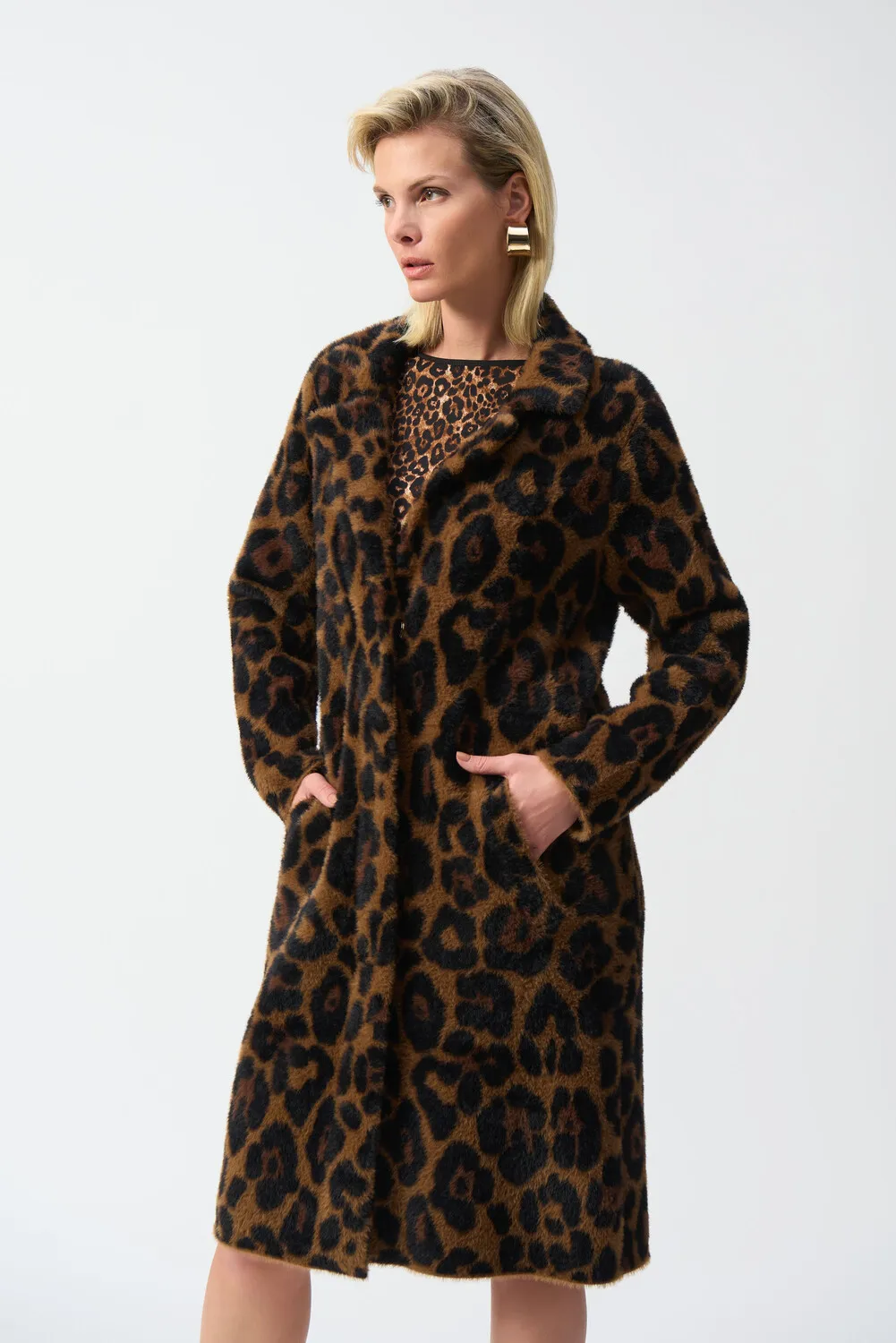 Leopard Print Faux Fur Coat Style 244956