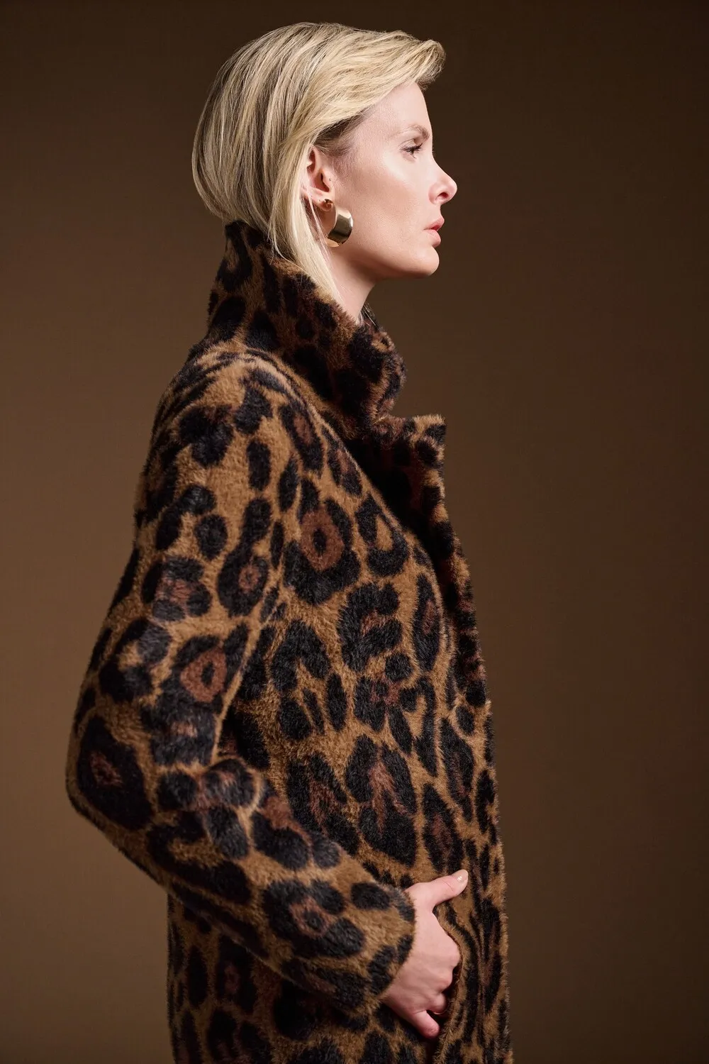 Leopard Print Faux Fur Coat Style 244956