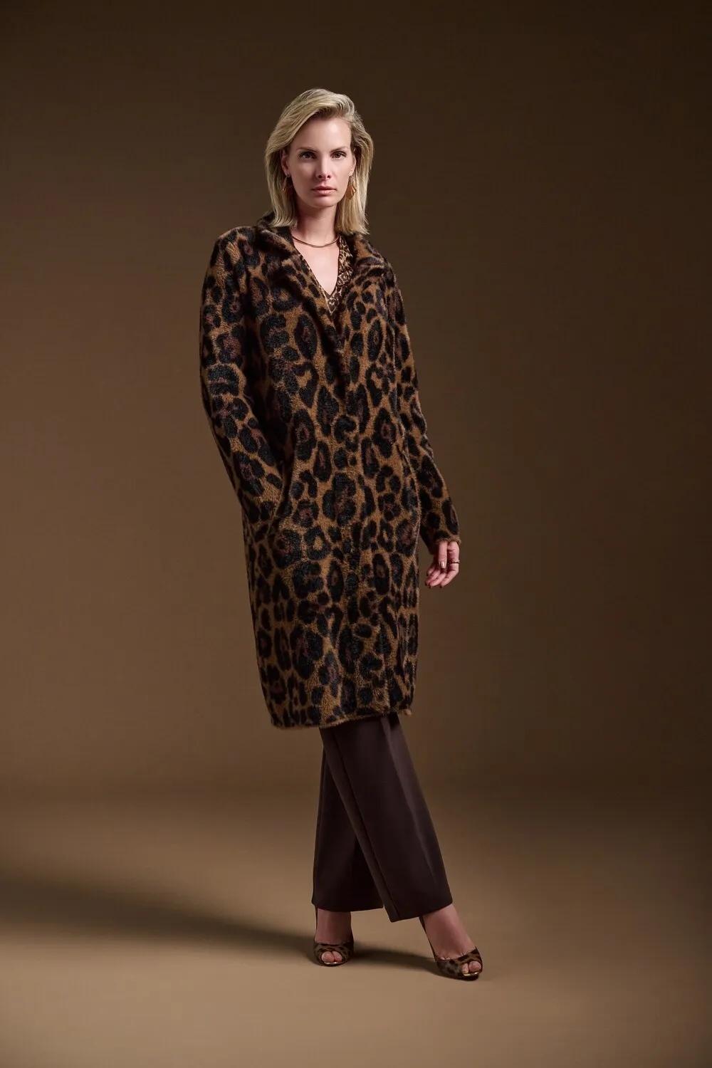 Leopard Print Faux Fur Coat Style 244956