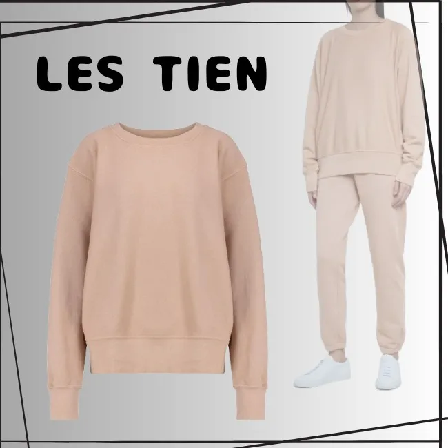 LES TIEN  |Crew Neck Unisex Street Style Long Sleeves Plain Cotton