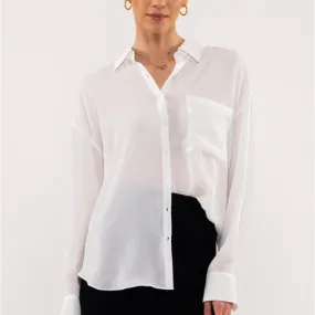 Looking Chic Button Down Top White