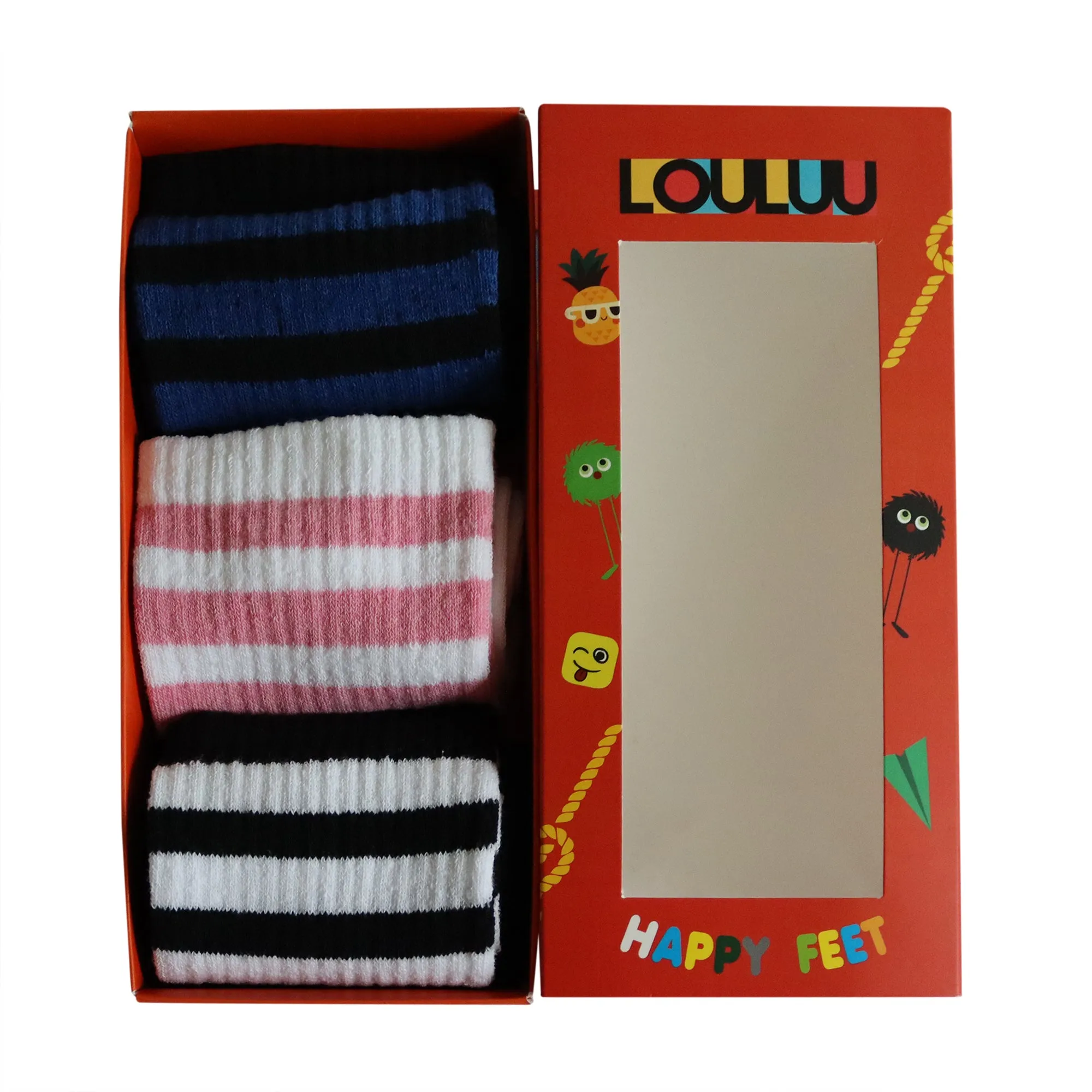 Louluu Women 3stripe Tennis Socks - 3 Pairs - Box2