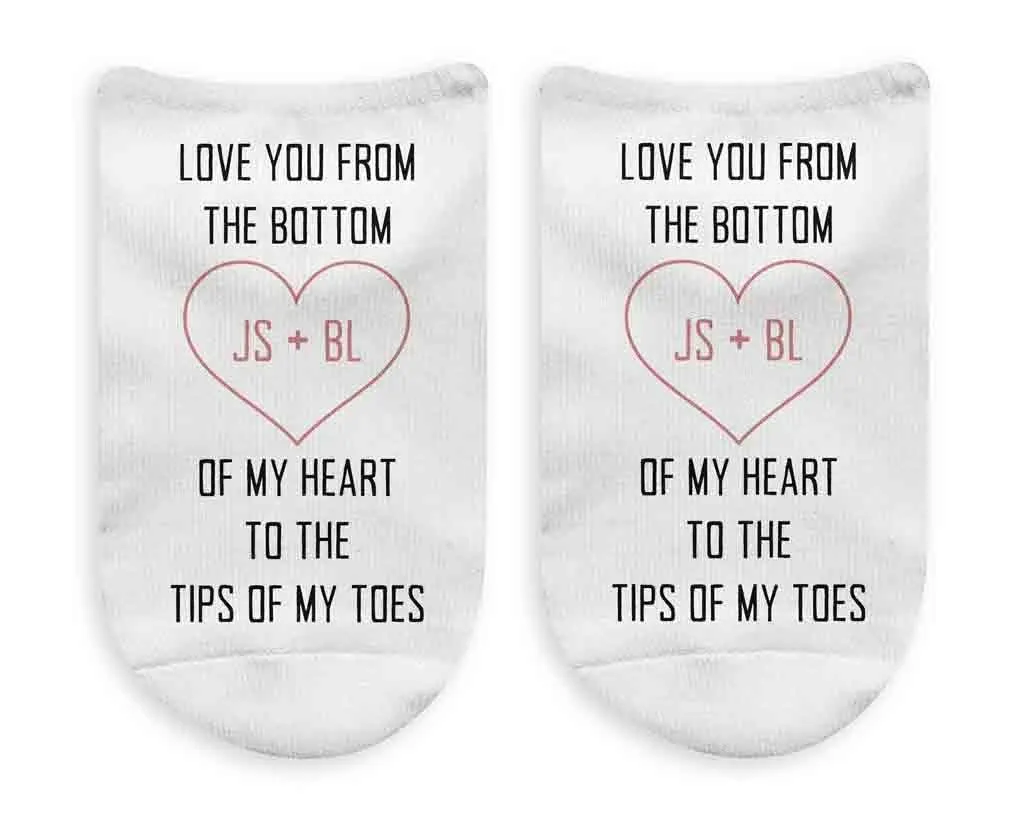 Love You To The Tips of My Toes Personalized No Show Socks