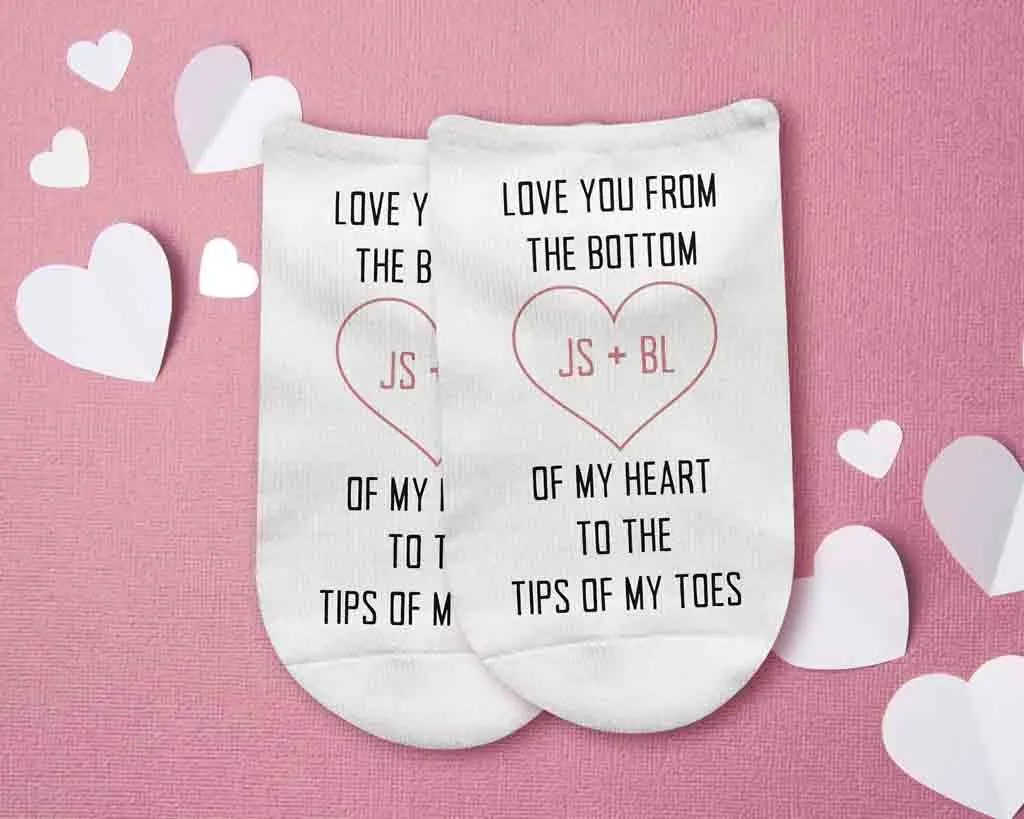 Love You To The Tips of My Toes Personalized No Show Socks