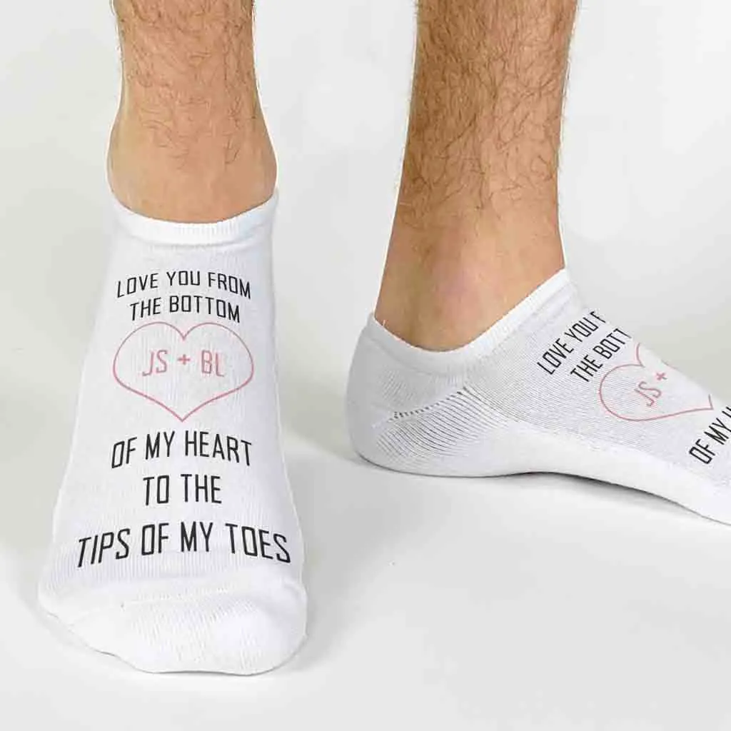 Love You To The Tips of My Toes Personalized No Show Socks