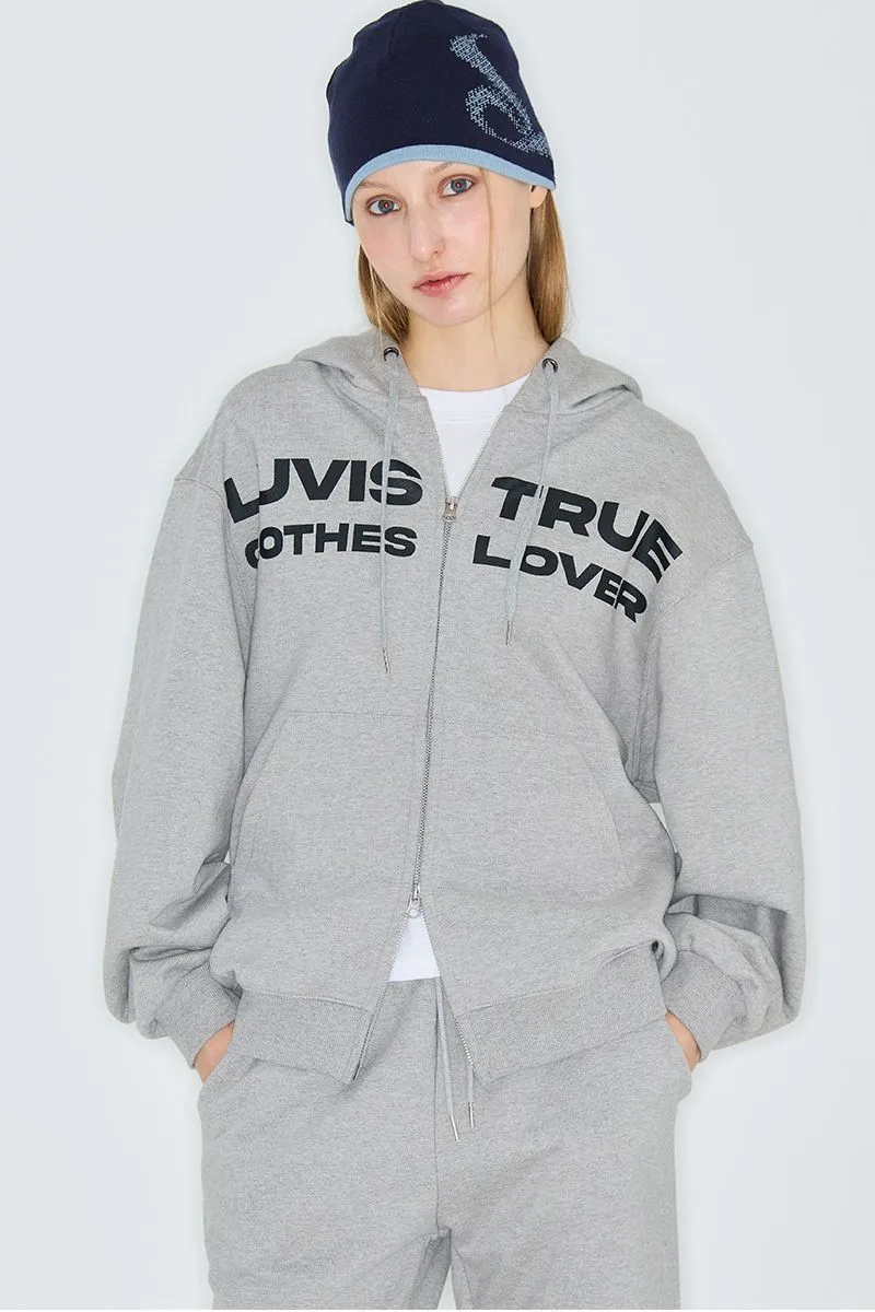 LUV IS TRUE  |Sweat Street Style Long Sleeves Plain Oversized Logo