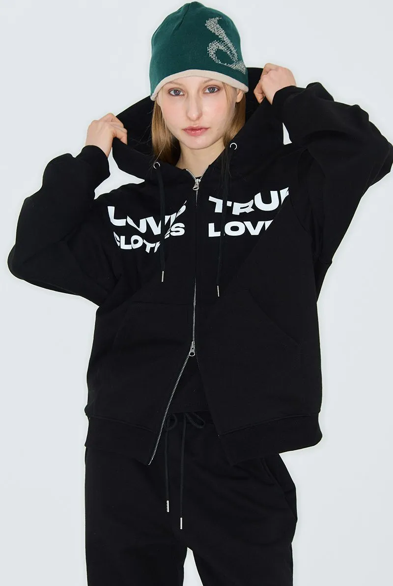 LUV IS TRUE  |Sweat Street Style Long Sleeves Plain Oversized Logo