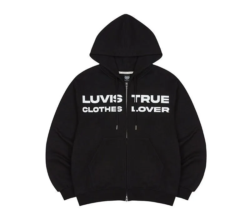 LUV IS TRUE  |Sweat Street Style Long Sleeves Plain Oversized Logo