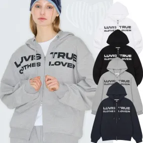 LUV IS TRUE  |Sweat Street Style Long Sleeves Plain Oversized Logo