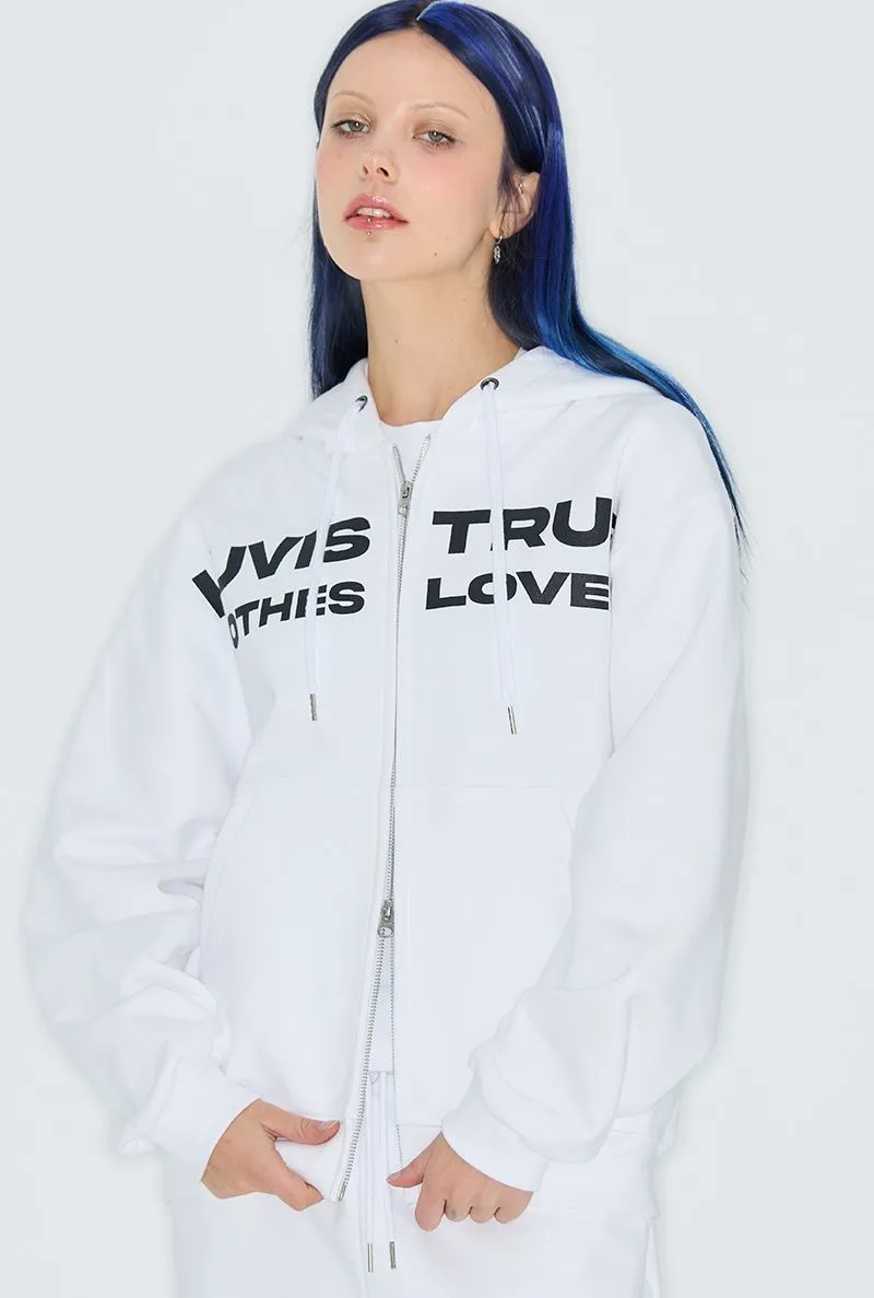 LUV IS TRUE  |Sweat Street Style Long Sleeves Plain Oversized Logo