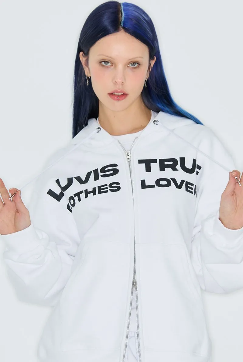 LUV IS TRUE  |Sweat Street Style Long Sleeves Plain Oversized Logo