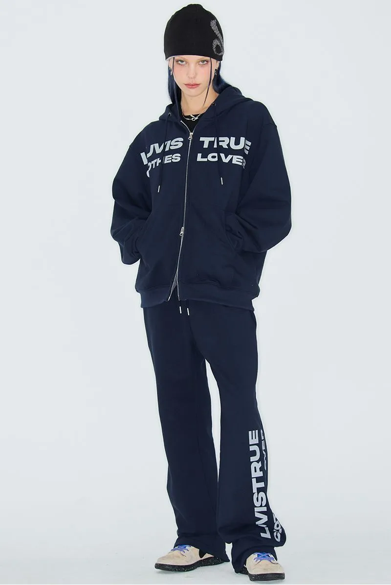 LUV IS TRUE  |Sweat Street Style Long Sleeves Plain Oversized Logo