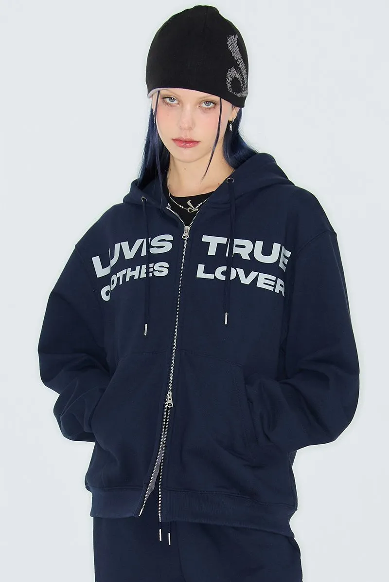 LUV IS TRUE  |Sweat Street Style Long Sleeves Plain Oversized Logo