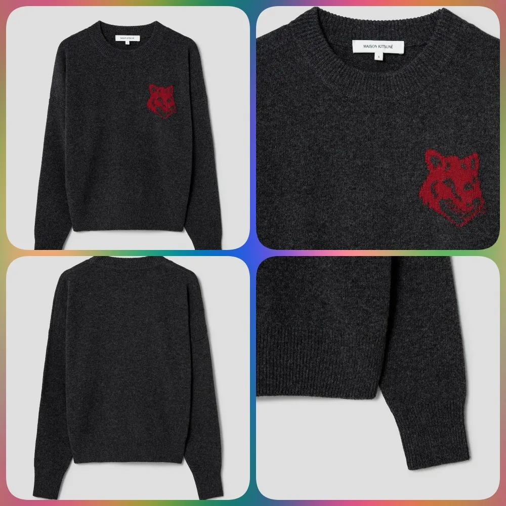 MAISON KITSUNE  |Wool Street Style Long Sleeves Plain Logo