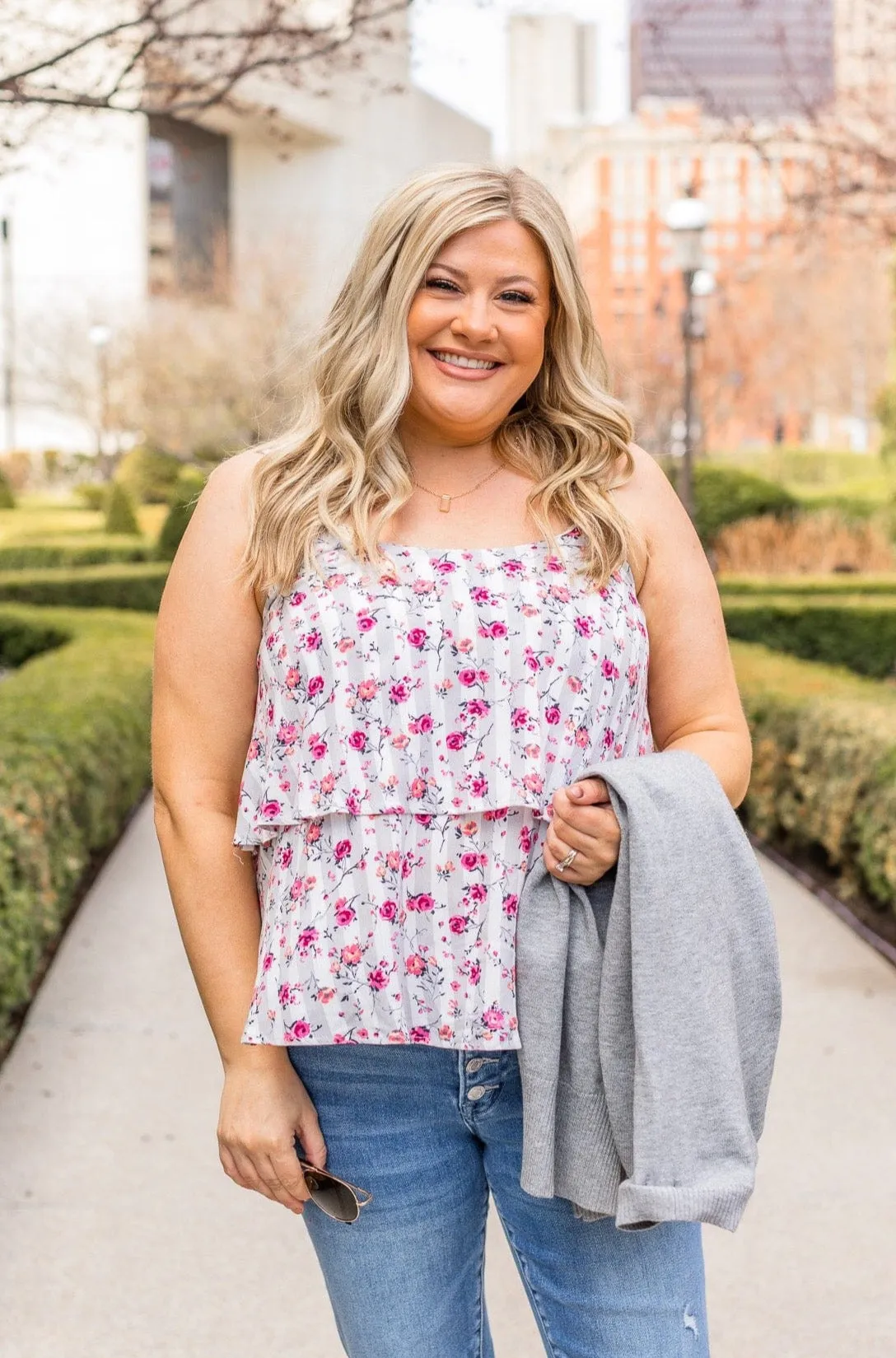 Make Today Count Floral Tank- Gray