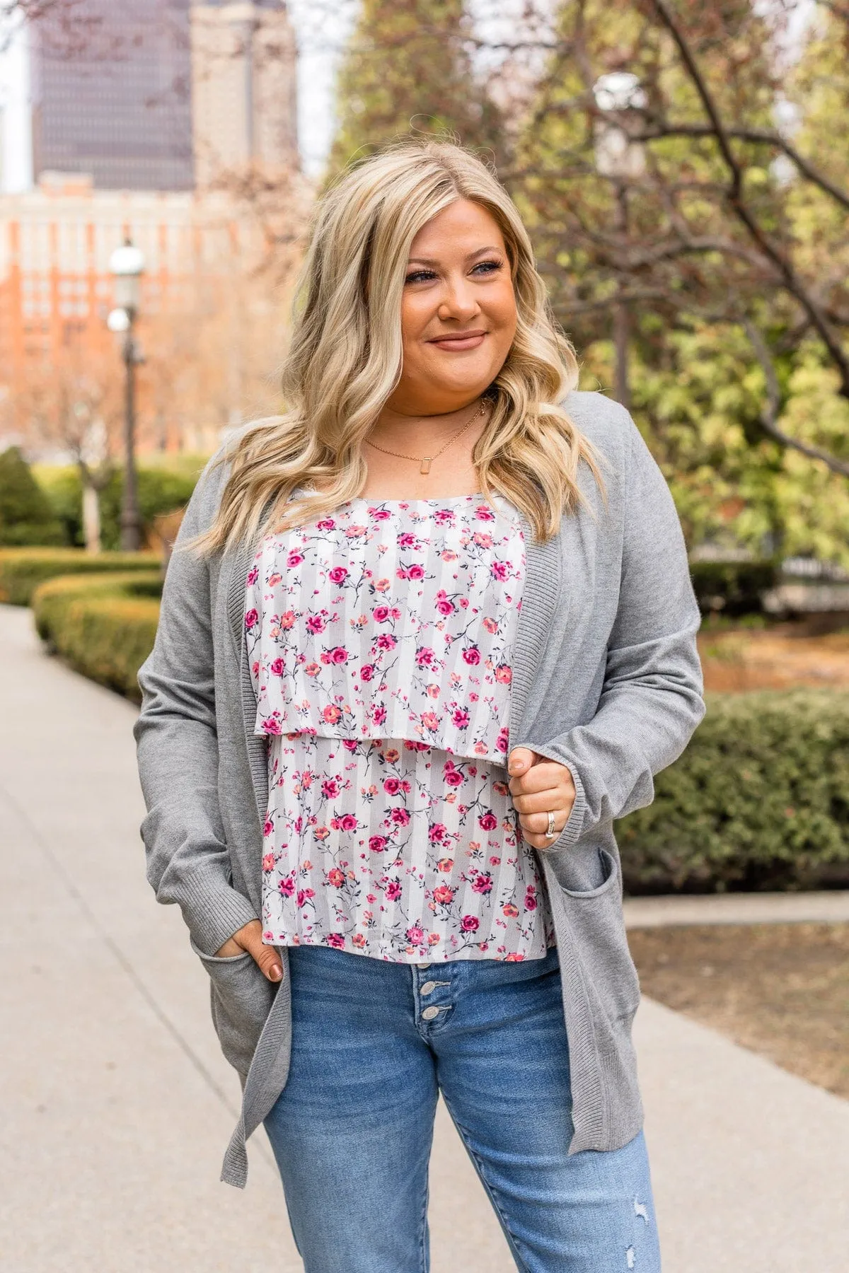 Make Today Count Floral Tank- Gray