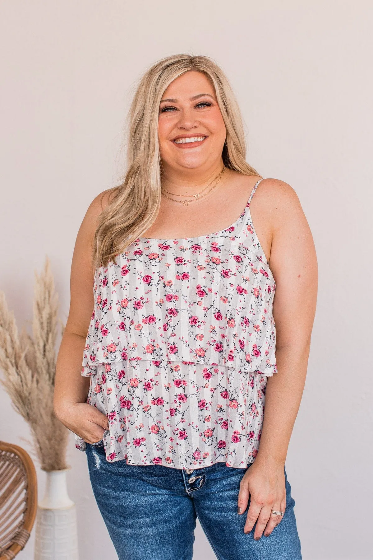 Make Today Count Floral Tank- Gray