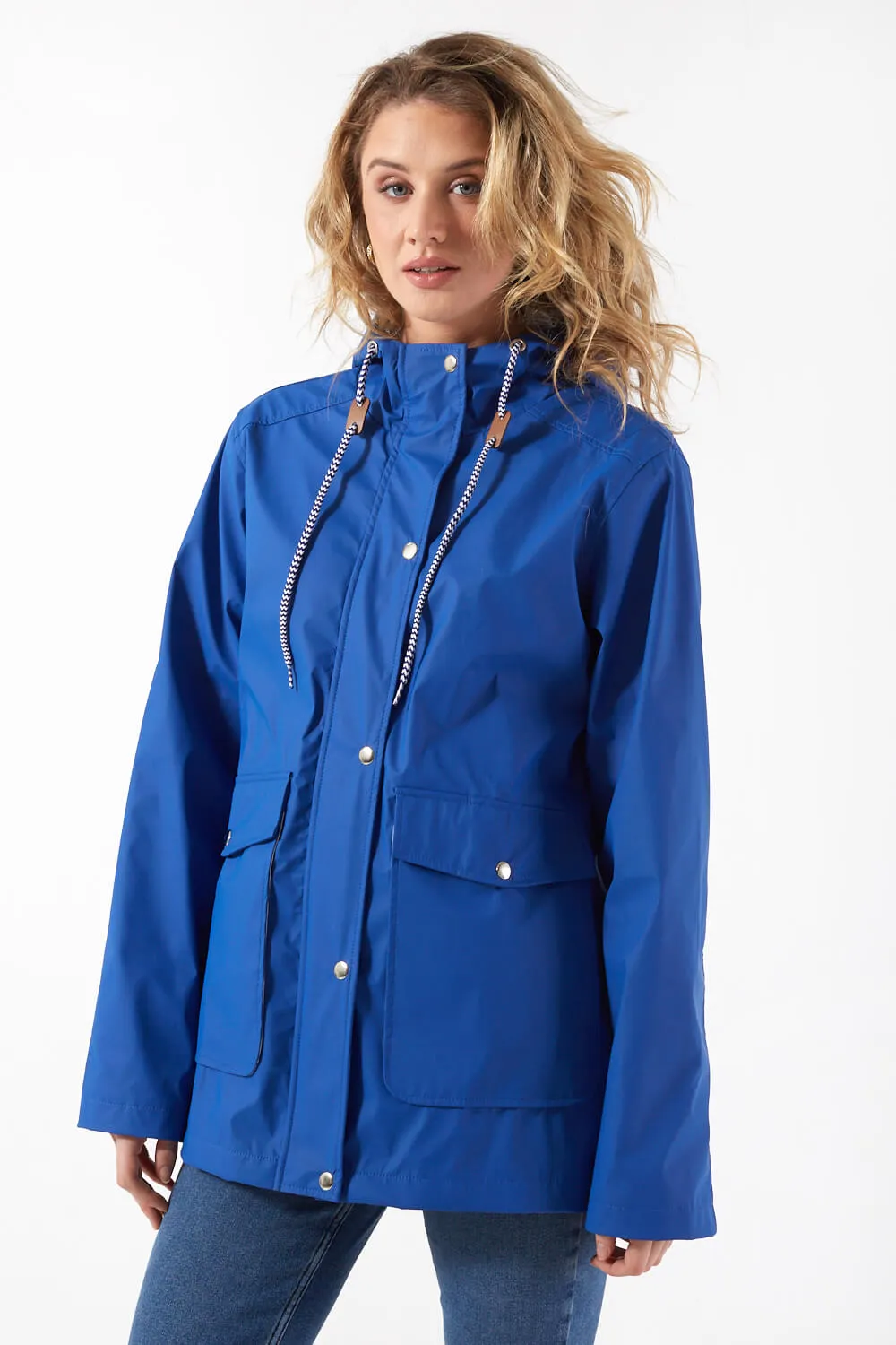 Marc Angelo Lily Stripe Lined Raincoat in Blue