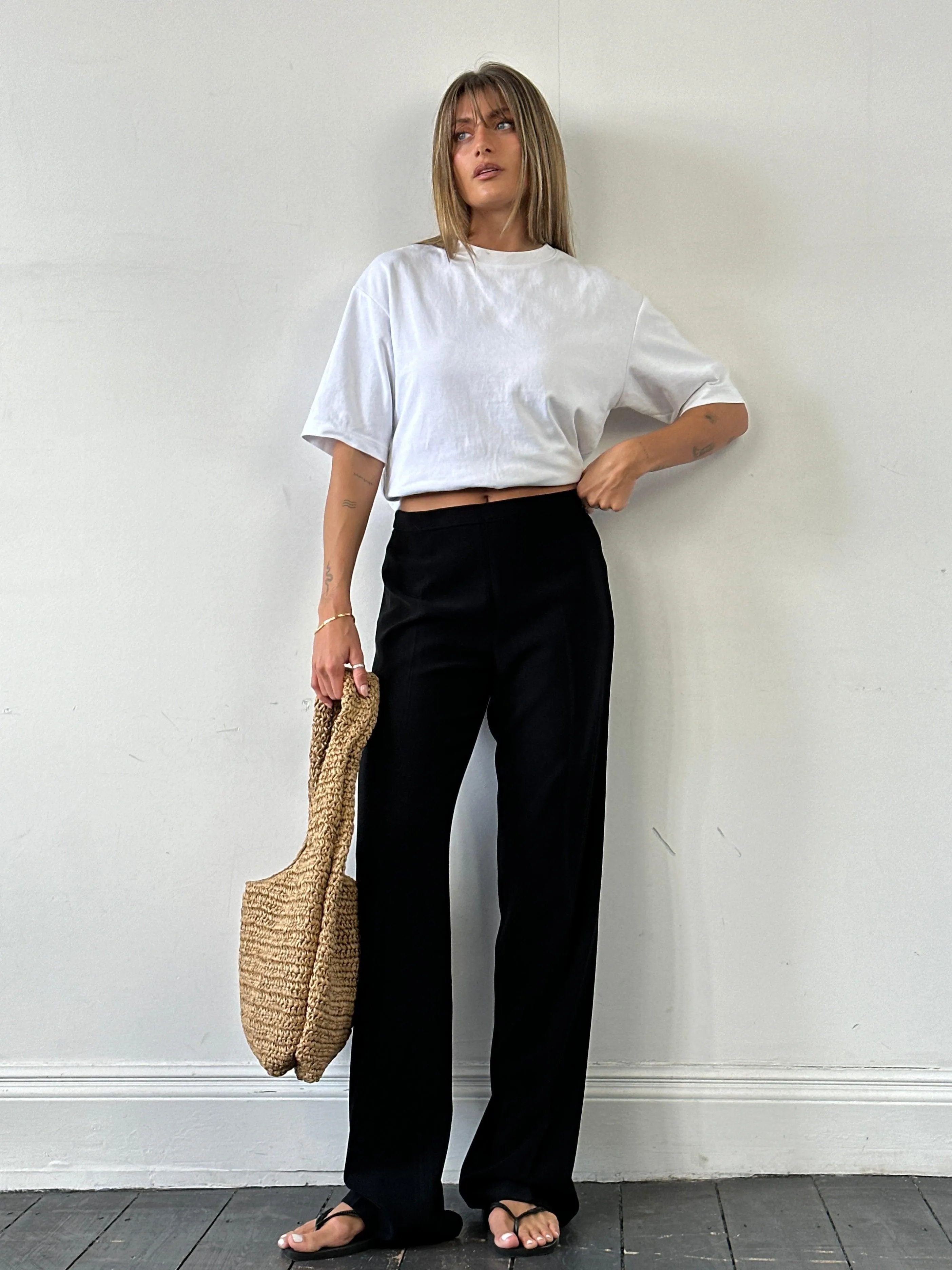 Max Mara Minimal Straight Leg High Waisted Trousers - W28