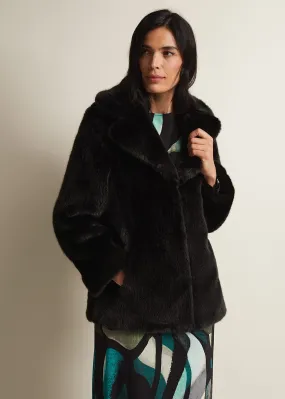 Megan Black Faux Fur Coat