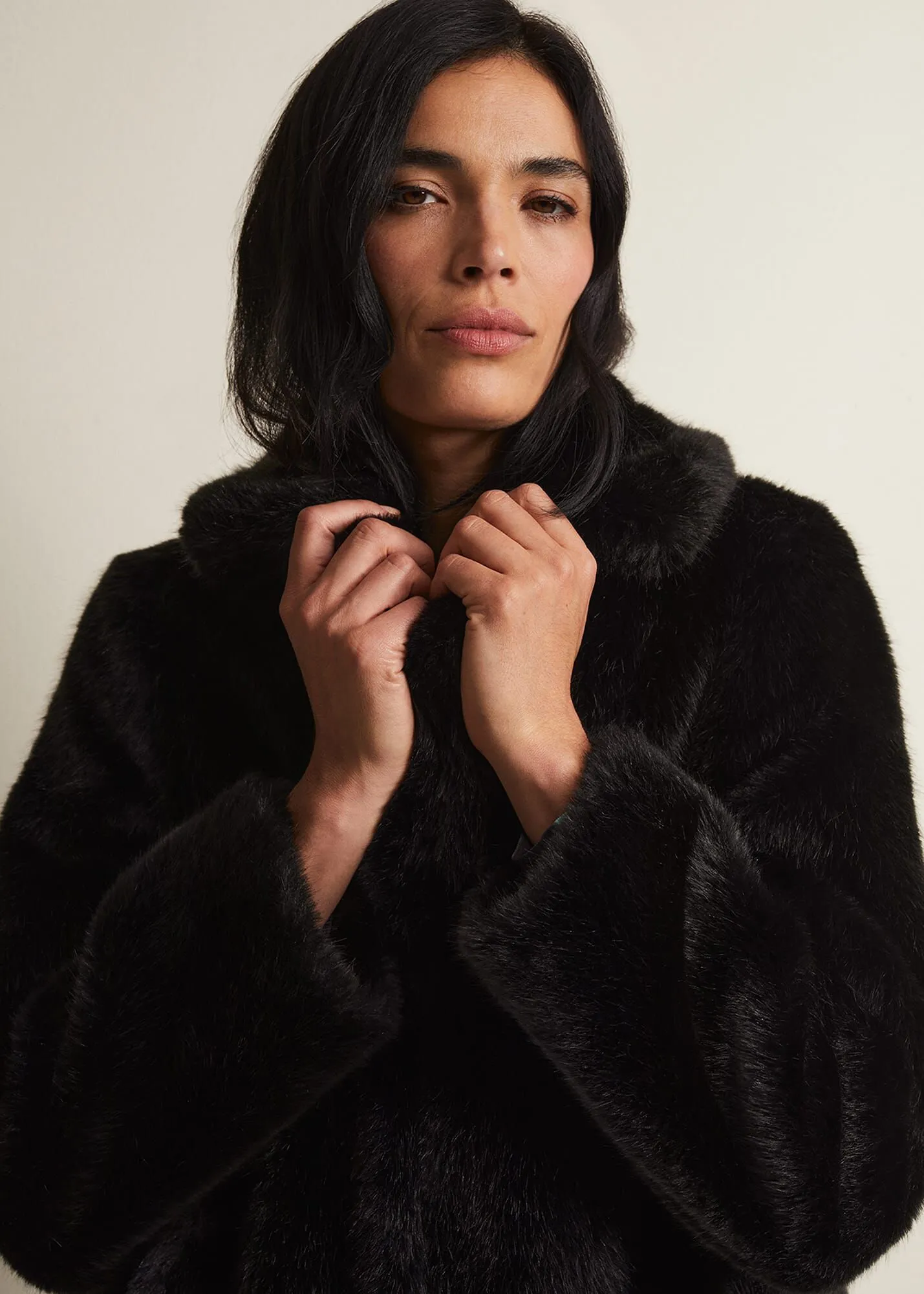 Megan Black Faux Fur Coat