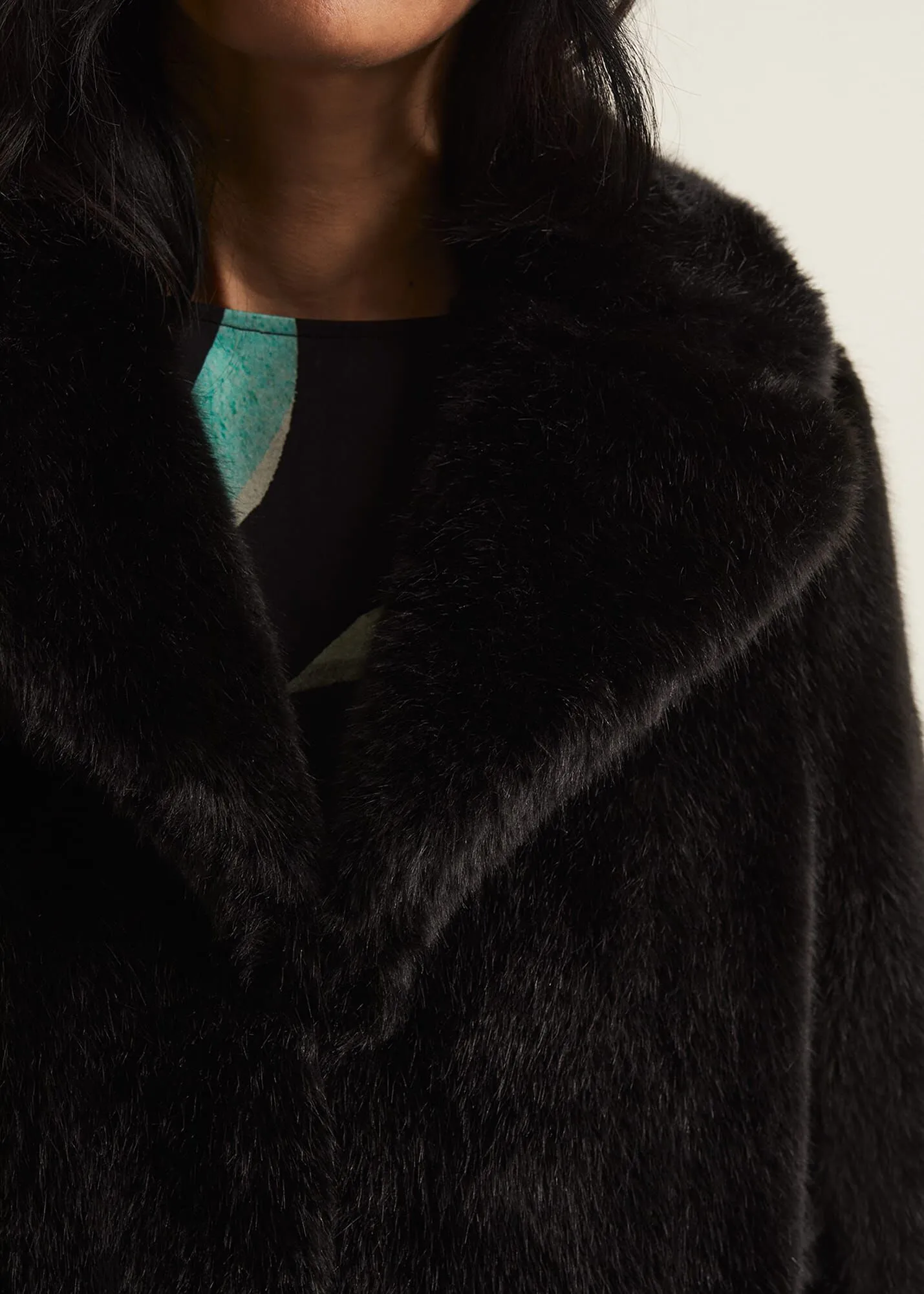 Megan Black Faux Fur Coat