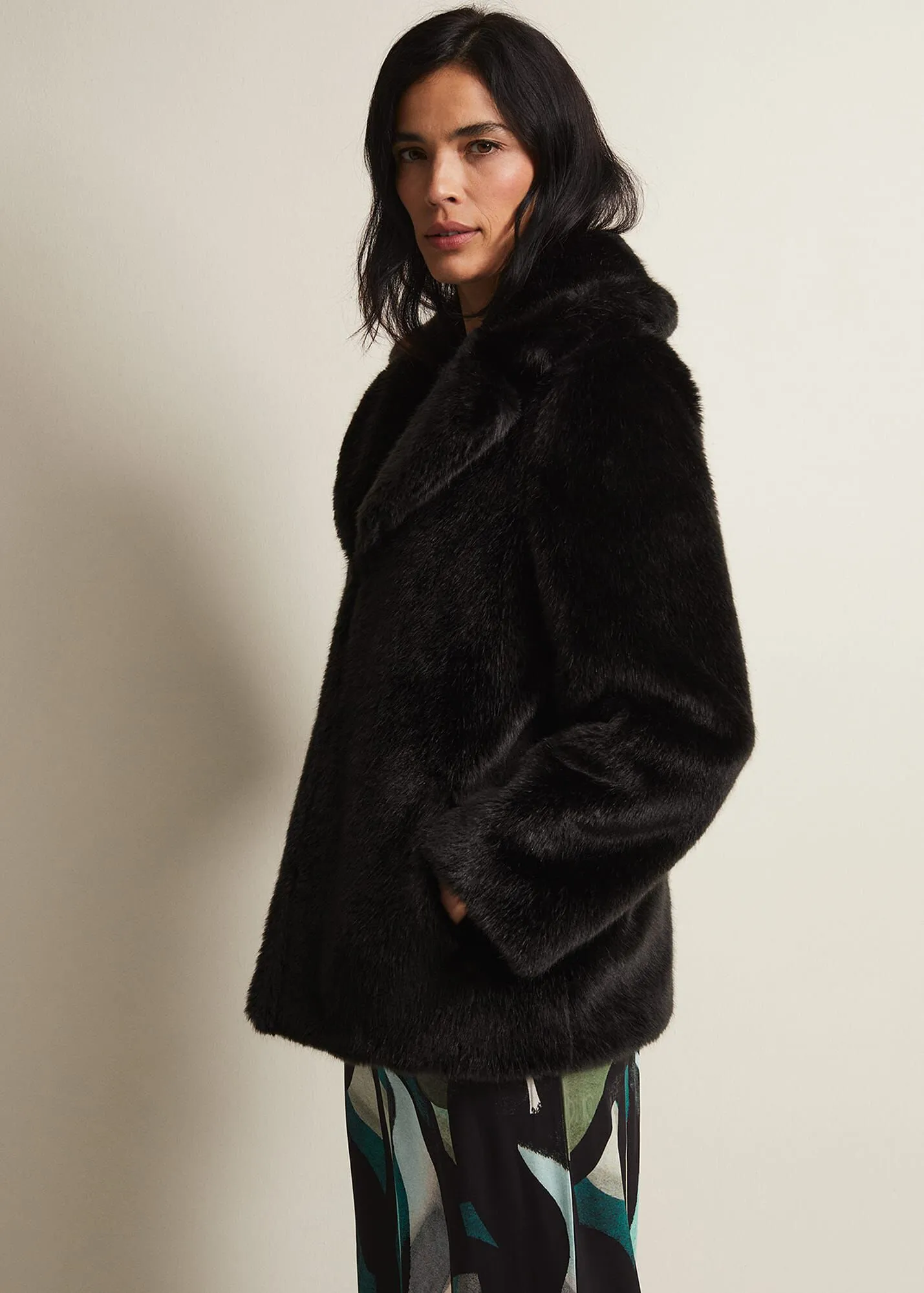 Megan Black Faux Fur Coat