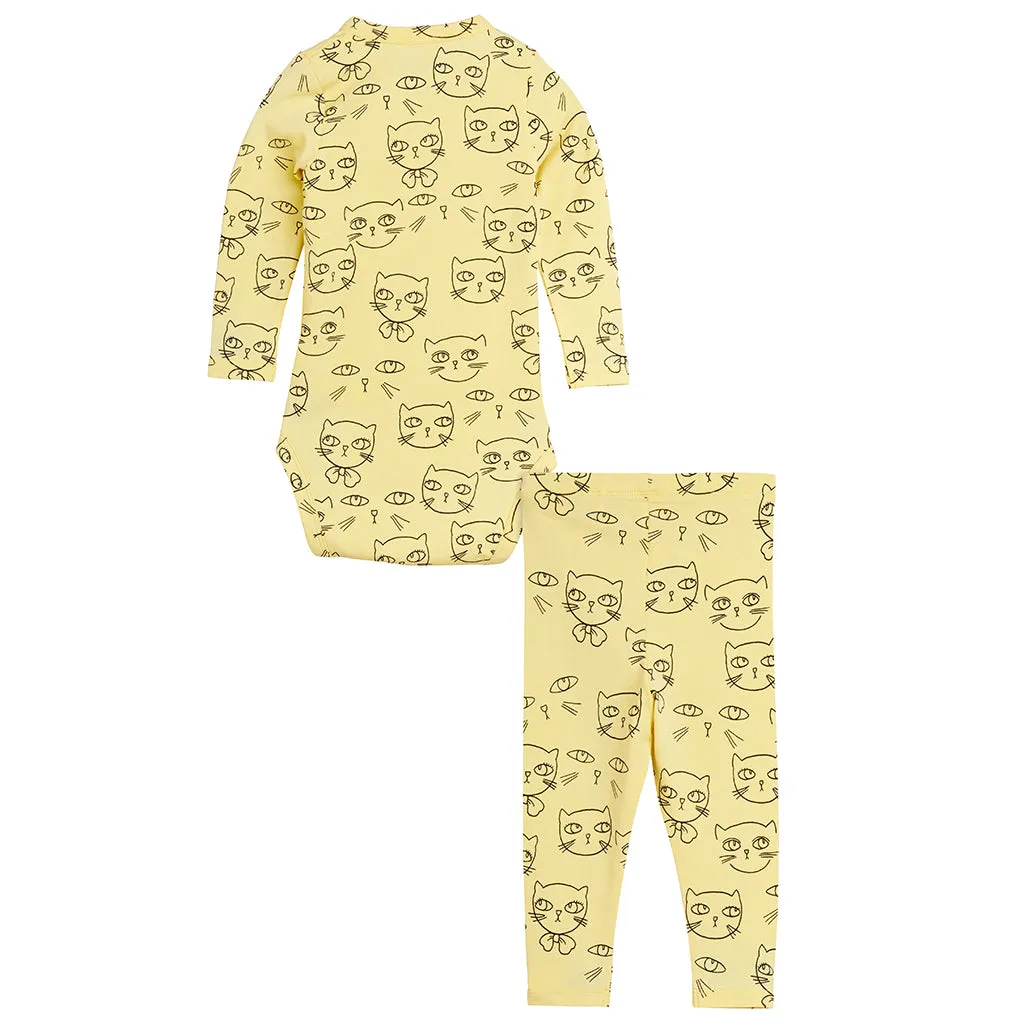 Mini Rodini Baby Cathletes Two Piece Set Yellow