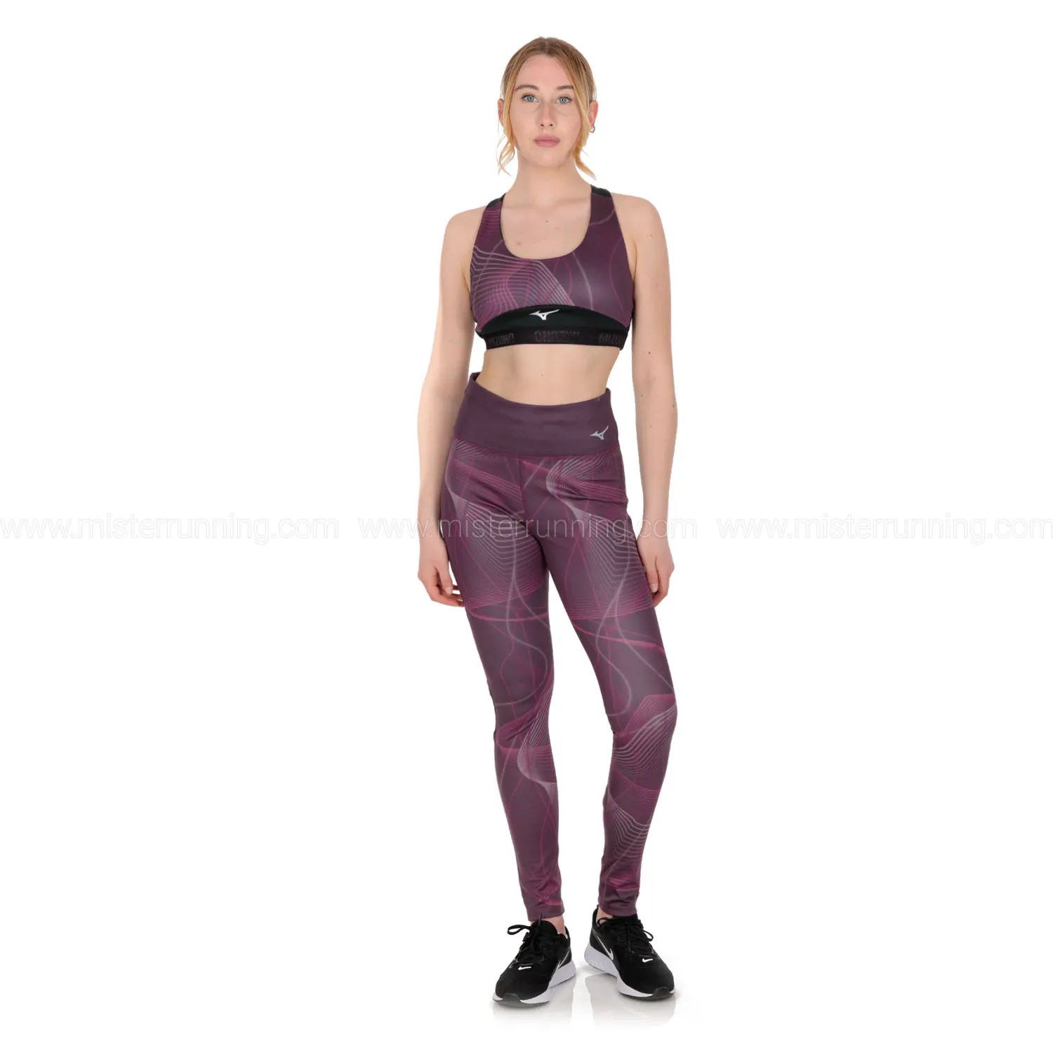 Mizuno Printed Tights  Grape Wine