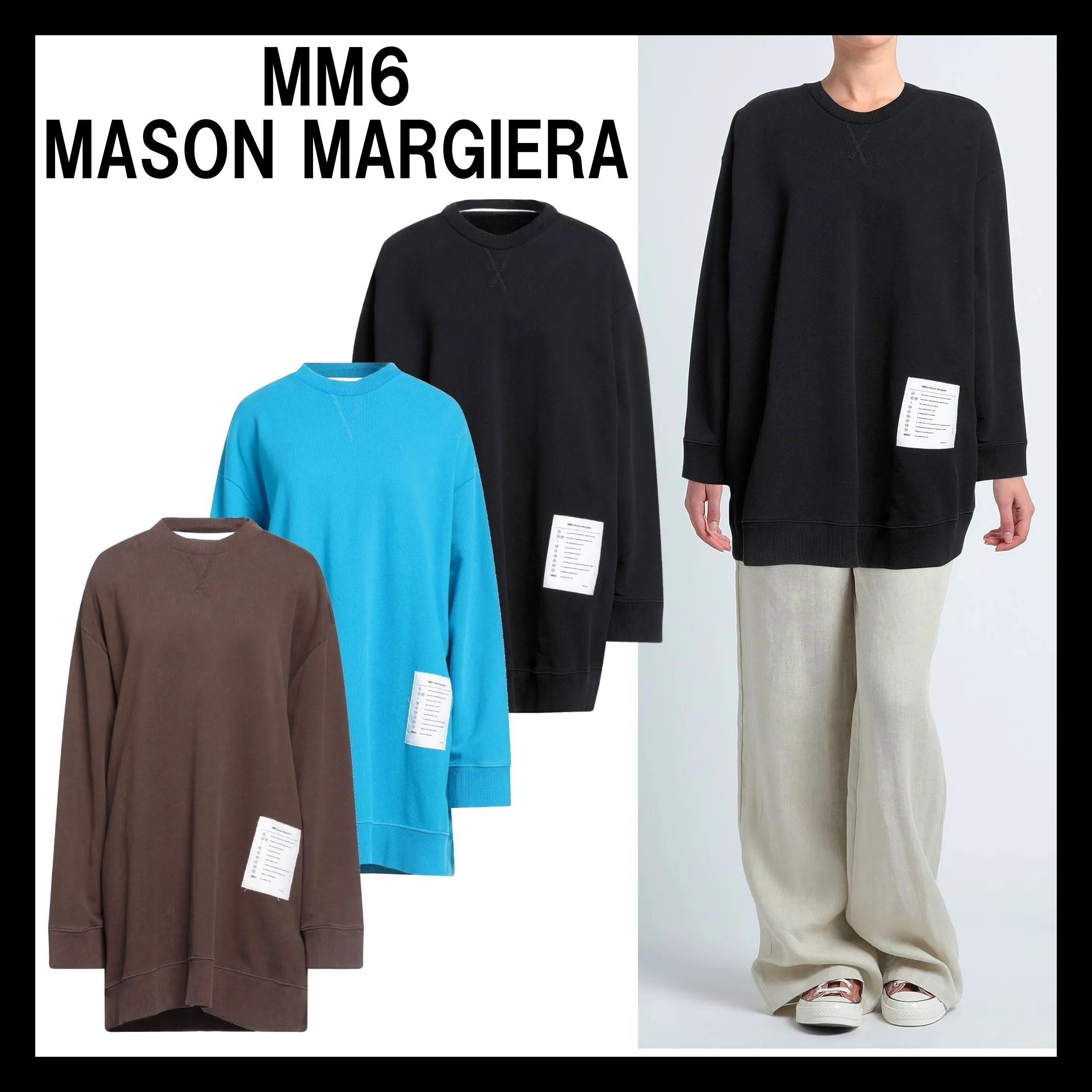 MM6 Maison Margiela  |Crew Neck Sweat Street Style Long Sleeves Plain Cotton