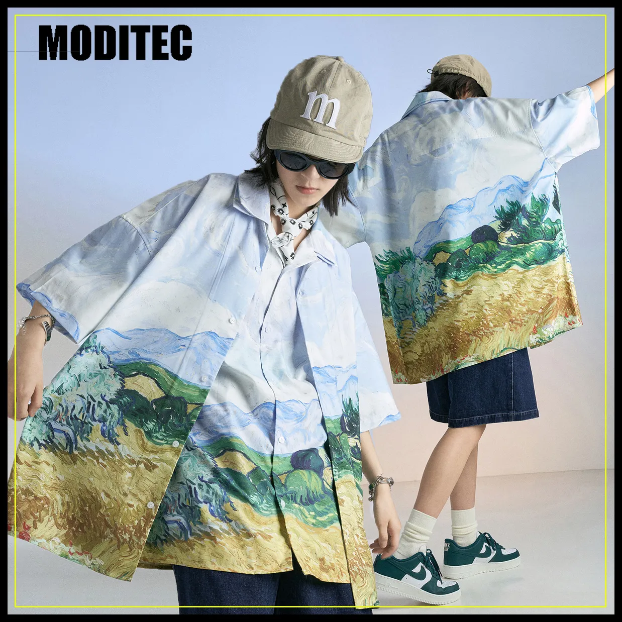 MODITEC  |Button-down Flower Patterns Tropical Patterns Unisex Sweat