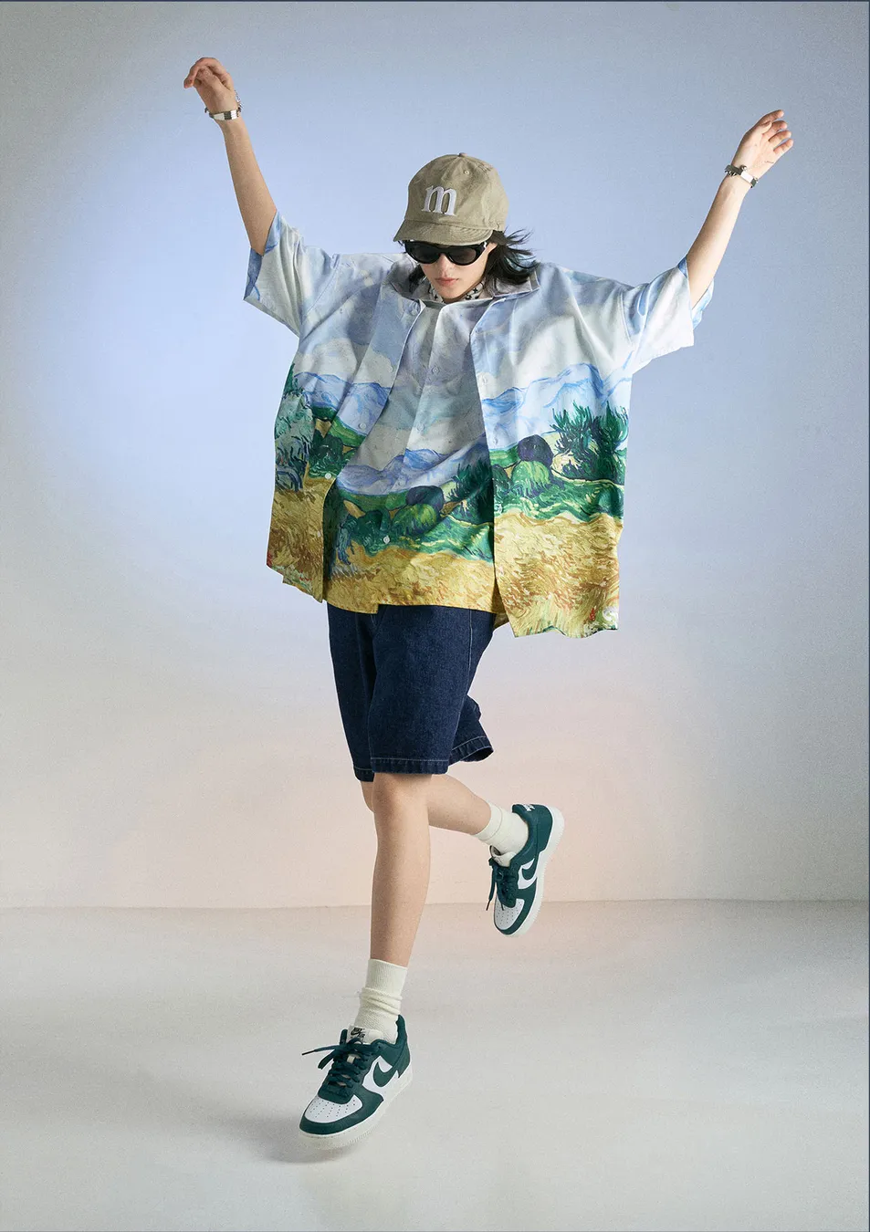 MODITEC  |Button-down Flower Patterns Tropical Patterns Unisex Sweat