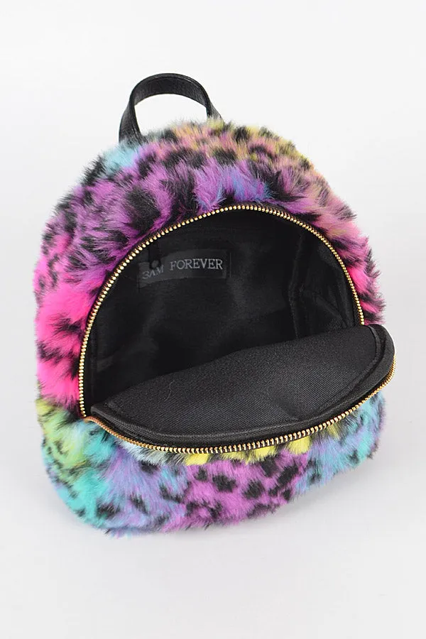 Multi Leopard Fur Backpack