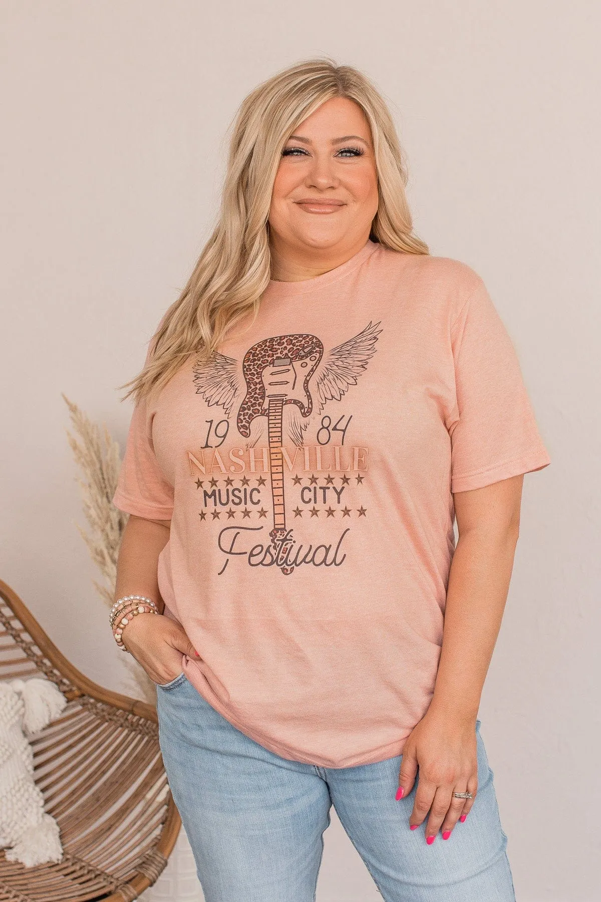 Nashville Festival Graphic Tee- Peach