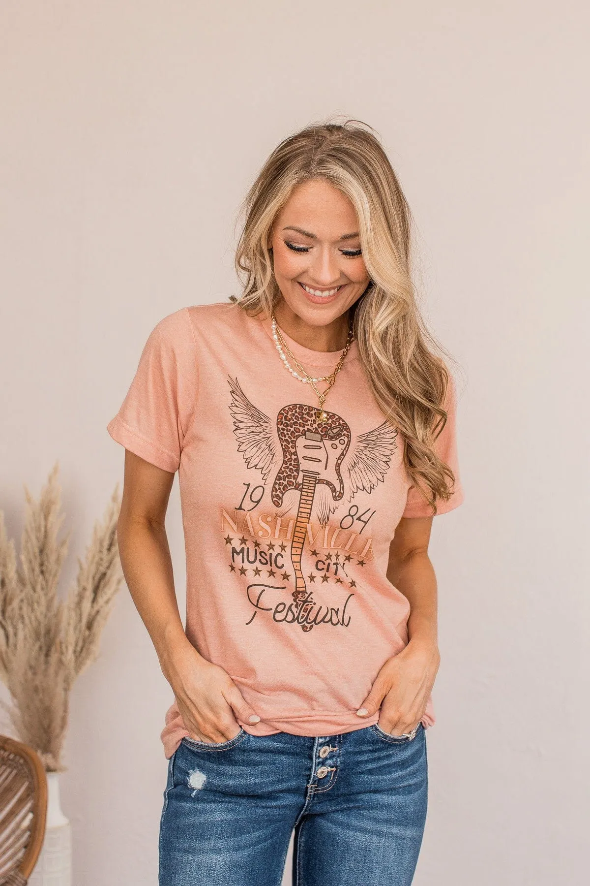 Nashville Festival Graphic Tee- Peach