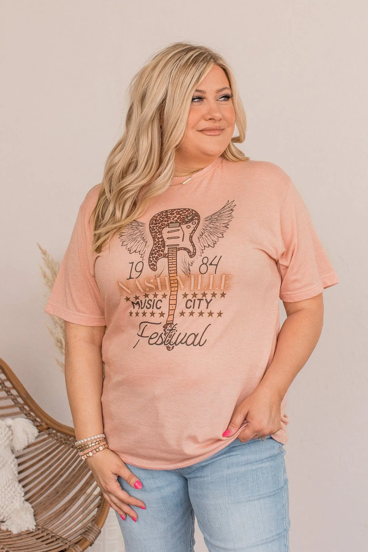 Nashville Festival Graphic Tee- Peach