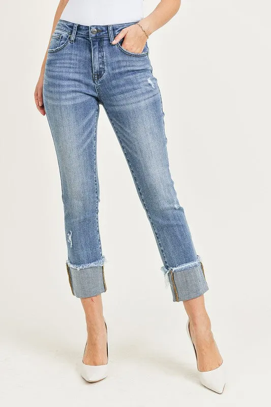 Never Lonely Cuffed Straight Jeans (L10)