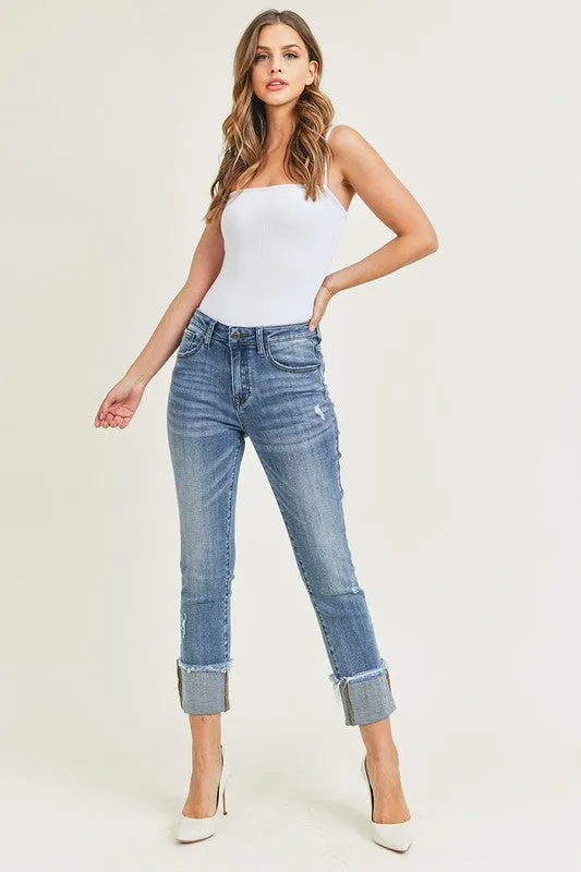 Never Lonely Cuffed Straight Jeans (L10)