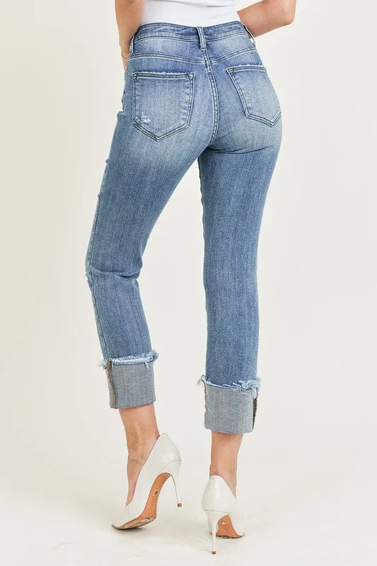 Never Lonely Cuffed Straight Jeans (L10)