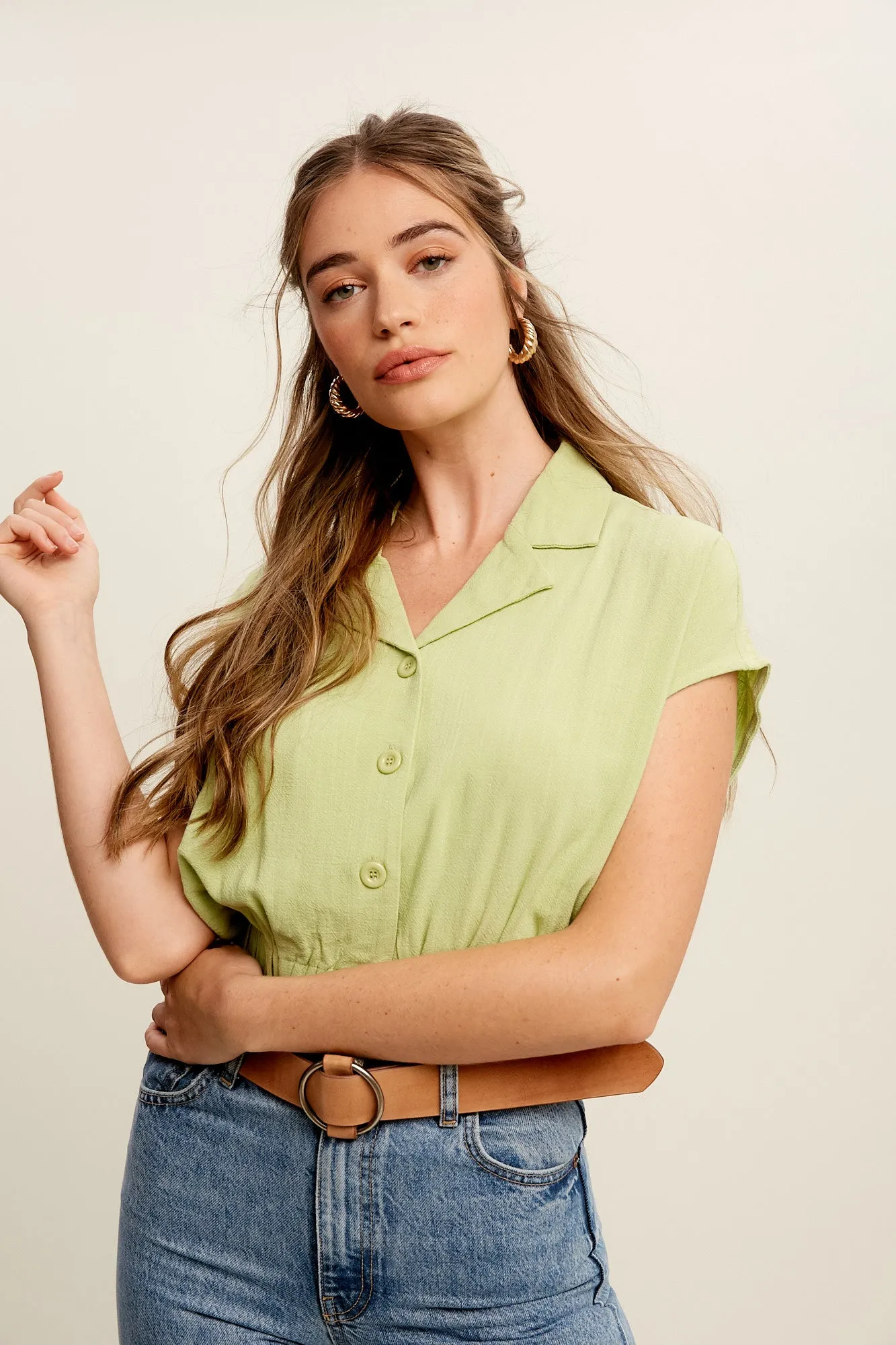 Not Too Basic Buttondown Crop Top