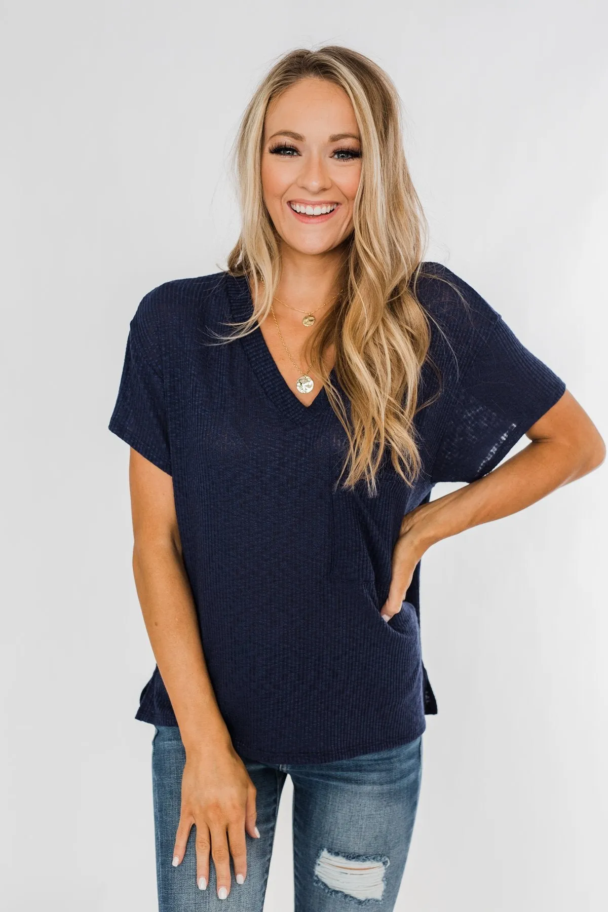 One Step Closer Lightweight Top- Navy