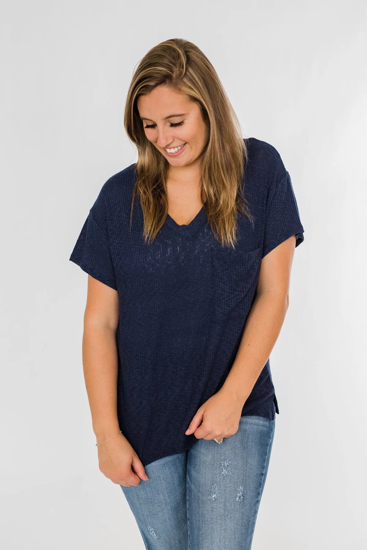 One Step Closer Lightweight Top- Navy