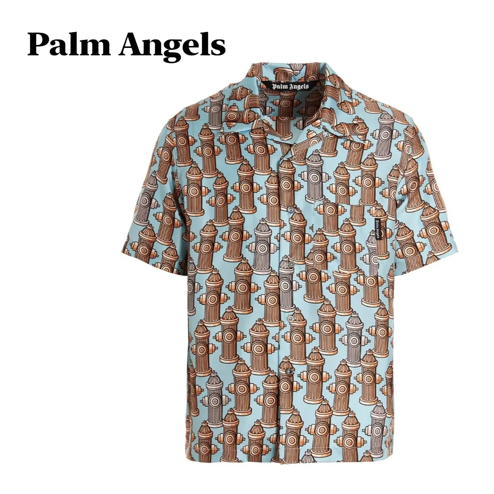 Palm Angels  |Button-down Monogram Silk Blended Fabrics Street Style