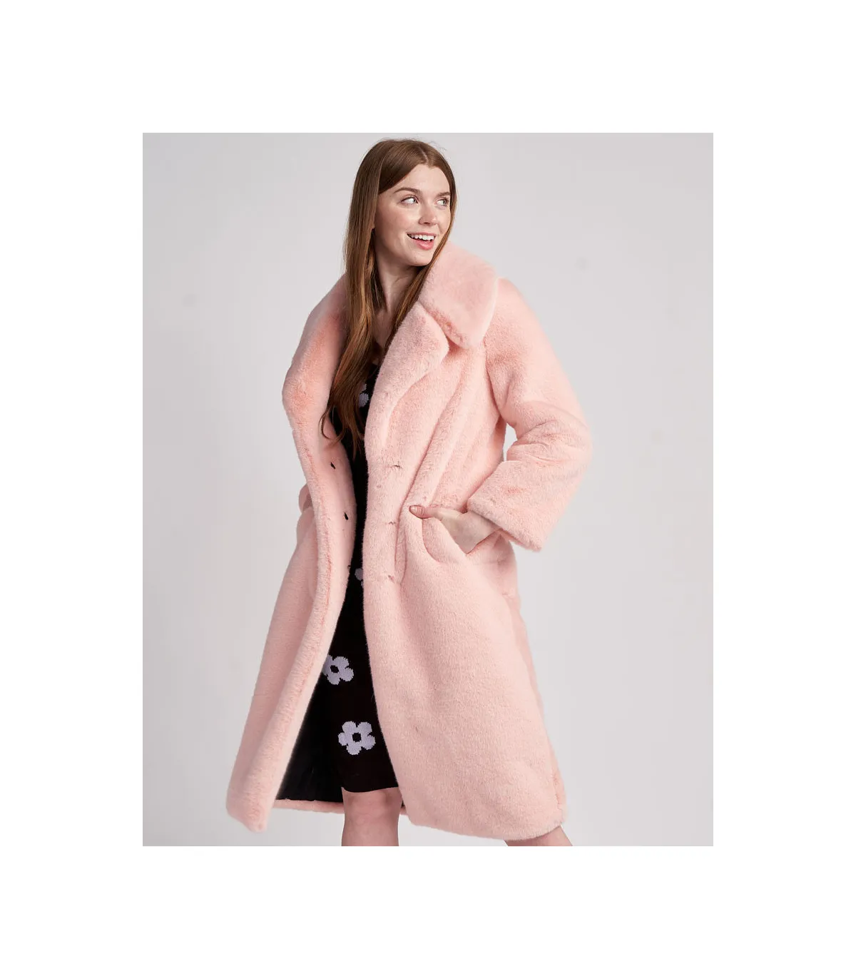 Paris Faux Fur Coat in Pink: FurHatWorld.com