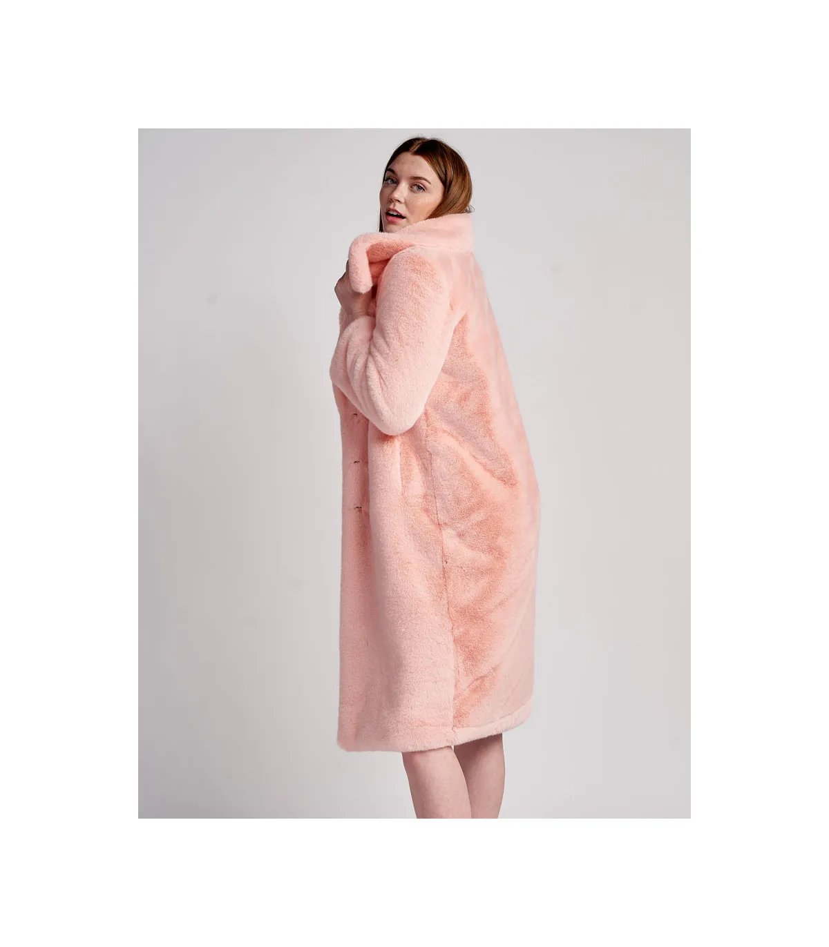 Paris Faux Fur Coat in Pink: FurHatWorld.com