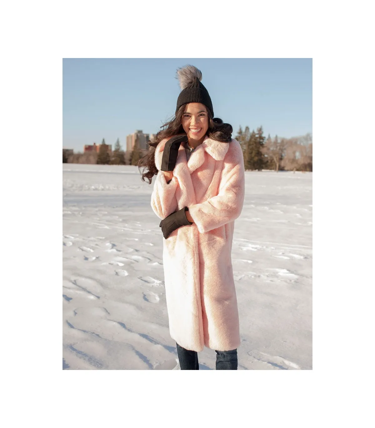 Paris Faux Fur Coat in Pink: FurHatWorld.com