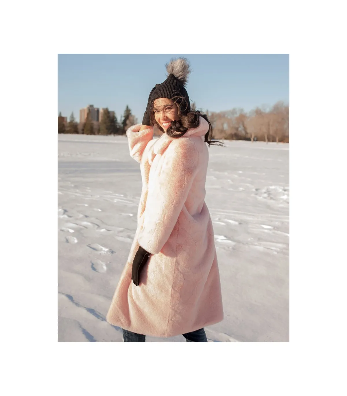 Paris Faux Fur Coat in Pink: FurHatWorld.com