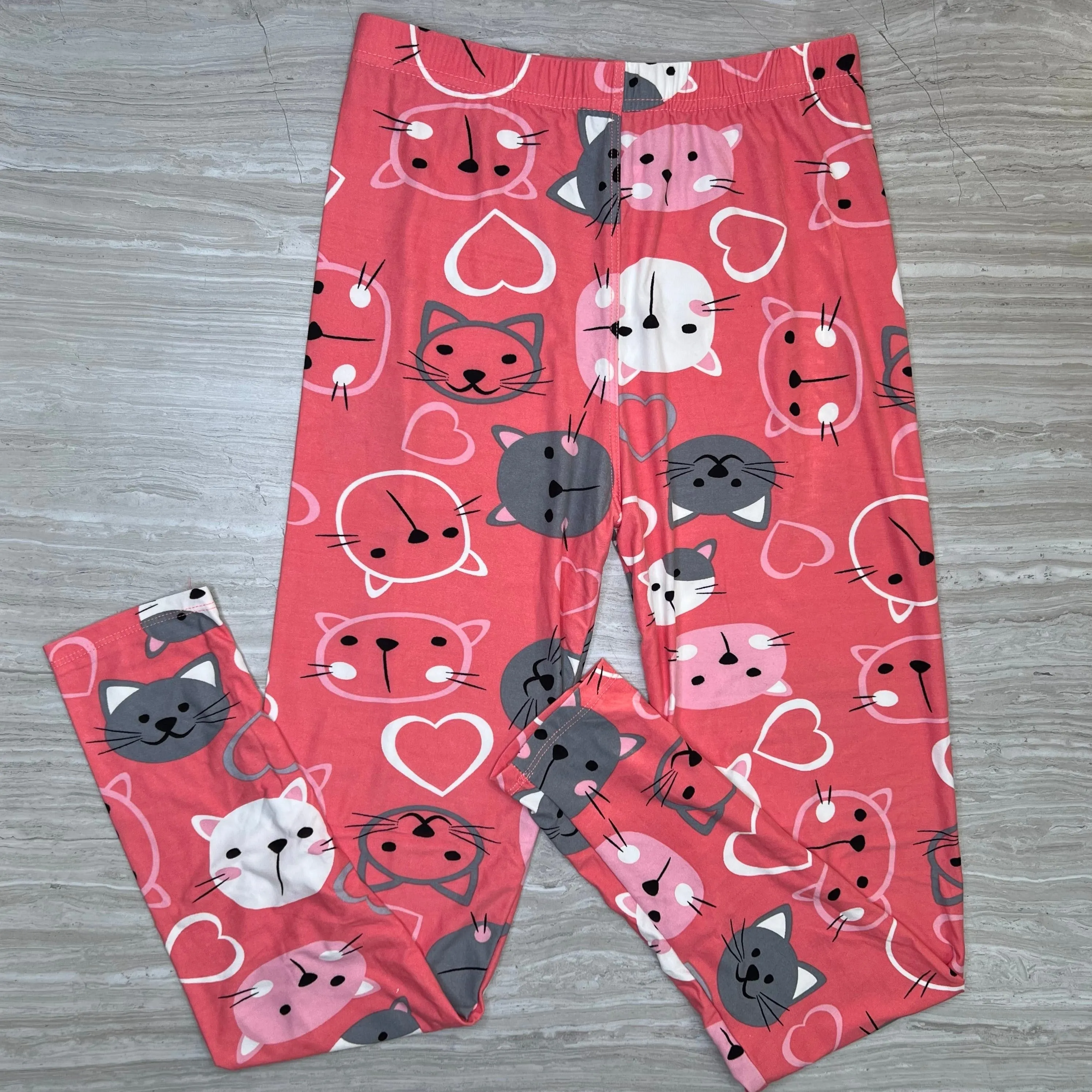 Pink Hello cat Print Leggings